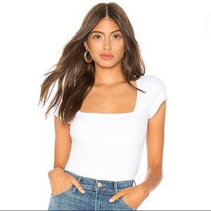NWOT Free People Square Eyes Bodysuit in White